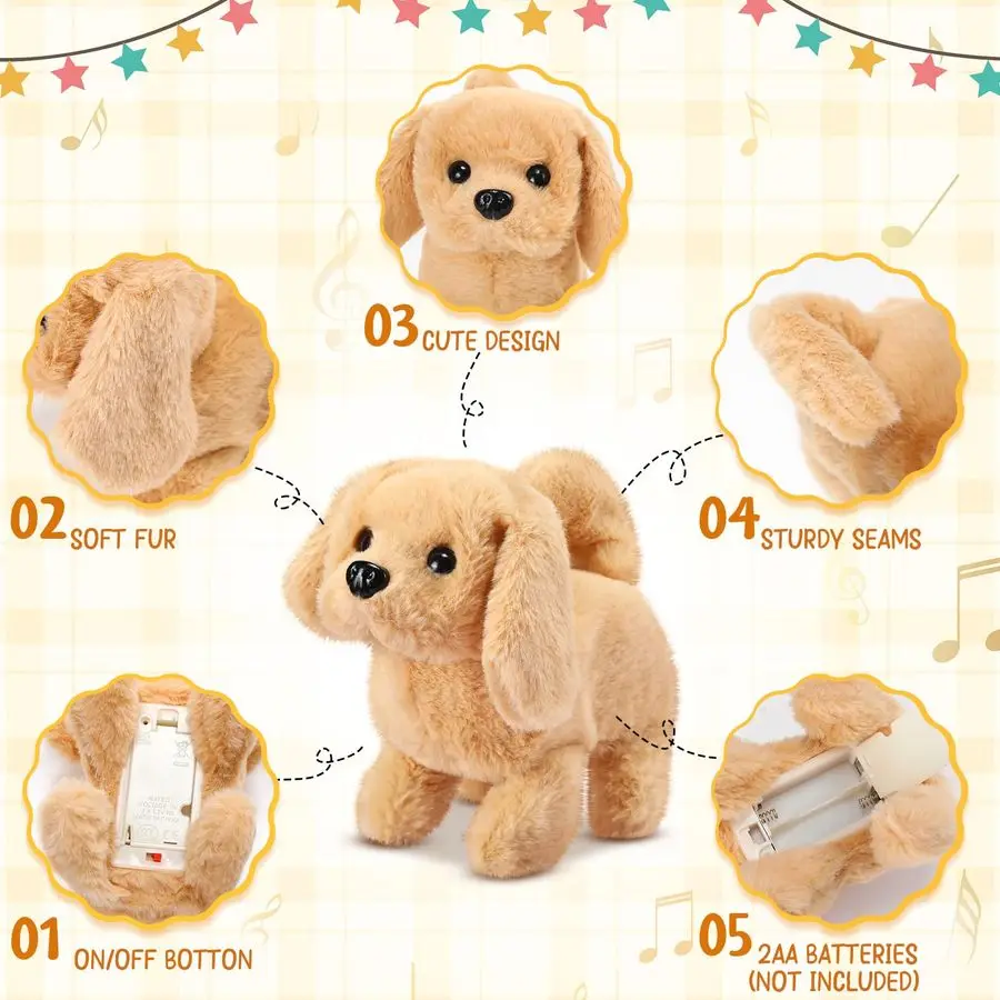 ของเล่นสุนัขแบบโต้ตอบสำหรับเด็ก ของเล่นตุ๊กตาสุนัขกระโดดได้เหมือนจริง ของเล่นสุนัขอิเล็กทรอนิกส์เดินได้ ส่งเสียงเห่าและกระดิกหาง ของเล่นลูกสุนัขสำหรับห้องเรียน