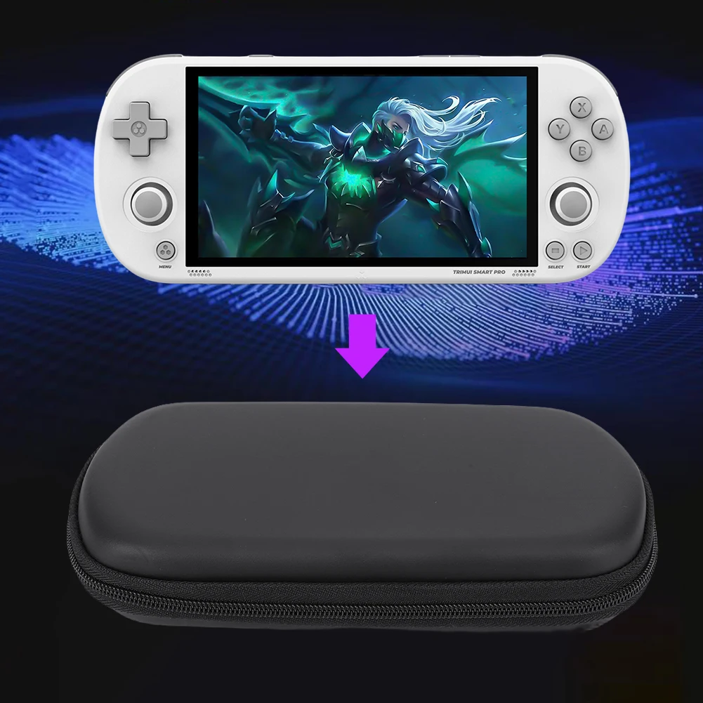 Handheld Game Console Case with Tempered Glass Film Hard Shell Storage Bag Shockproof for Trimui Smart Pro Handheld Game Console