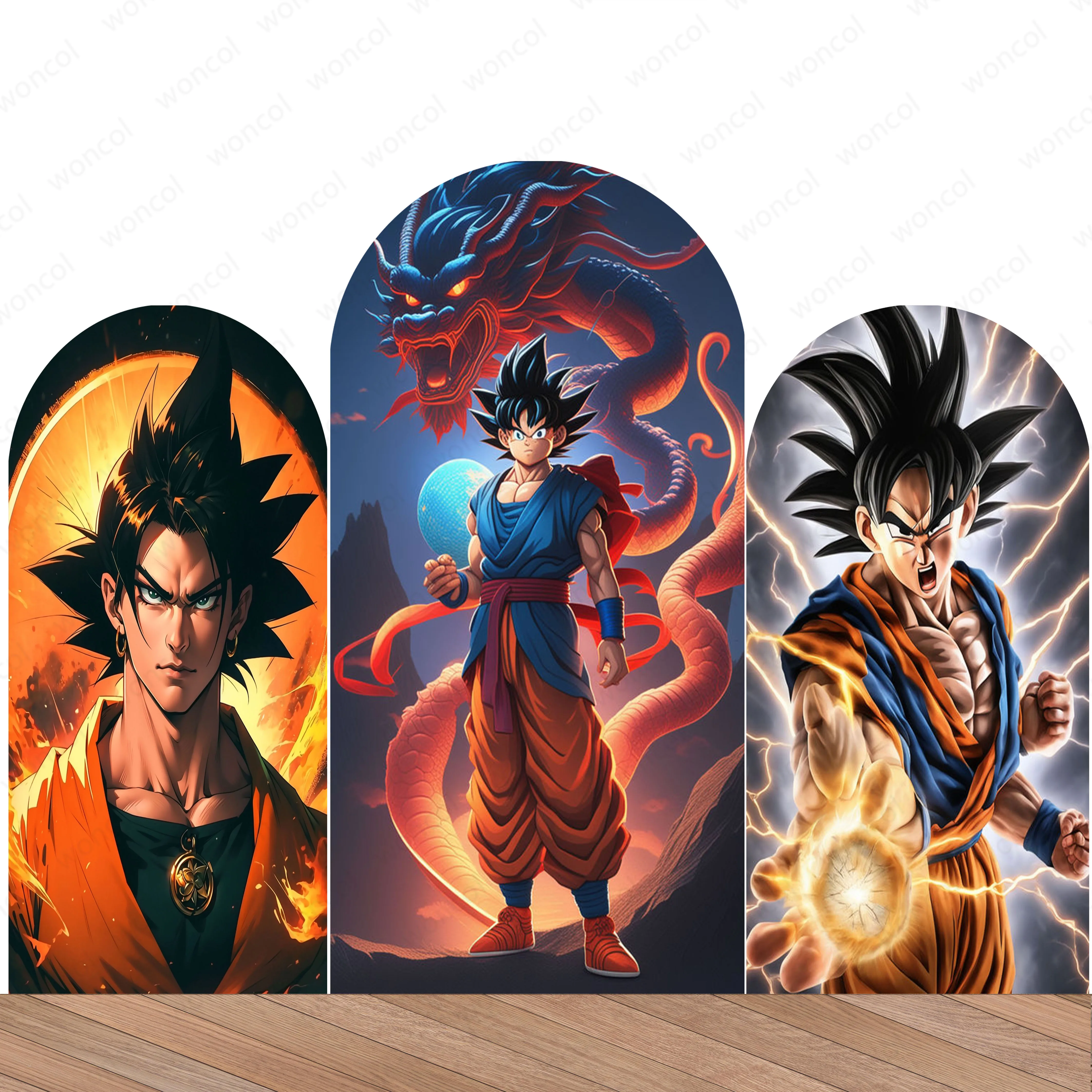 

Dragon Ball Backdrop Goku Doubleside Arch Photography Background Polyester Kids Birthday Party Decoration Custom Studio Props