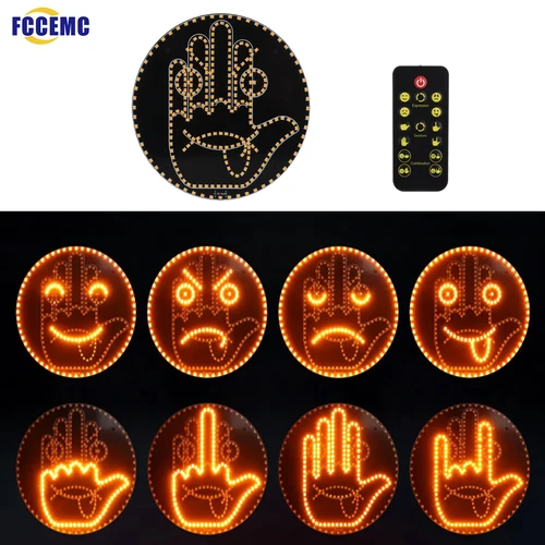 Imagen 1 del producto Lámpara LED divertida con gesto de expresión, atmósfera con Control remoto, pantalla multifunción, luz ambiental para parabrisas trasero de coche