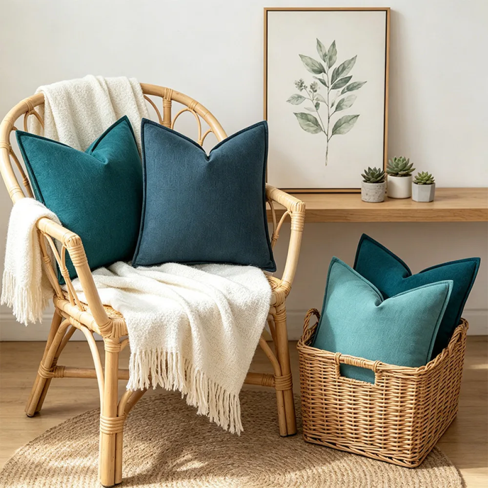 Boho Linen Throw Pillow Case Vintage Solid Color Decorative Cushion Covers For Living Room Couch Bedroom Home Decoration