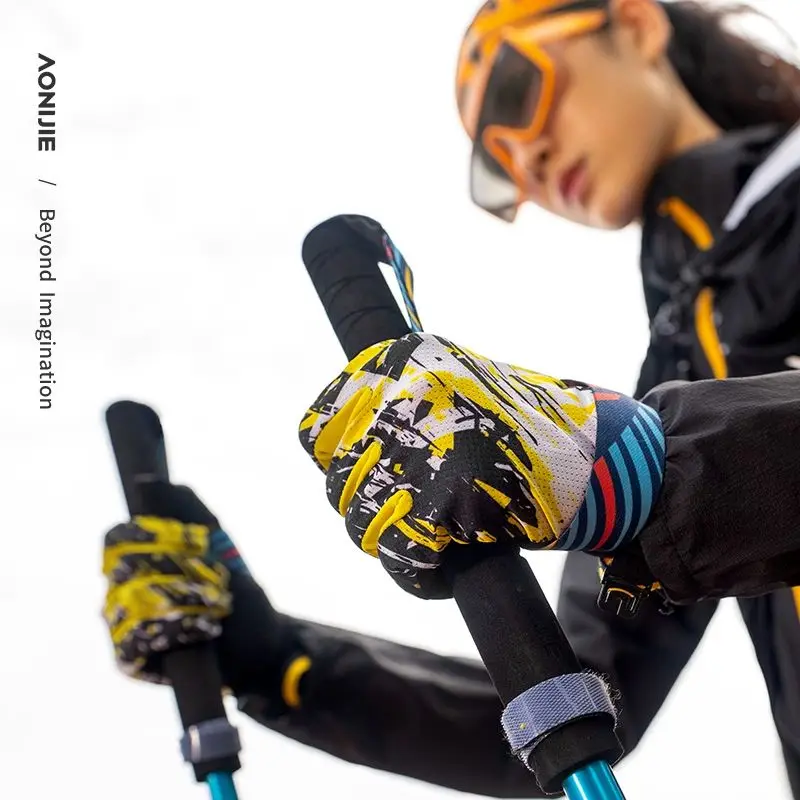 

AONIJIE спортивные перчатки на открытом воздухе для женщин и мужчин, дышащие нескользящие перчатки с полным пальцем, сенсорный экран, бег, пеший туризм, велосипедные перчатки