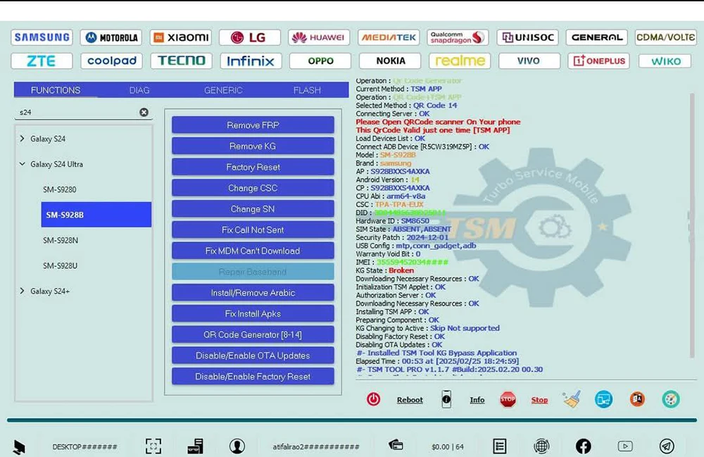 TSM-TOOL New,Renew TSM TOOL Pro 1,2 Year for FRP IMEI KG MDM Repair
