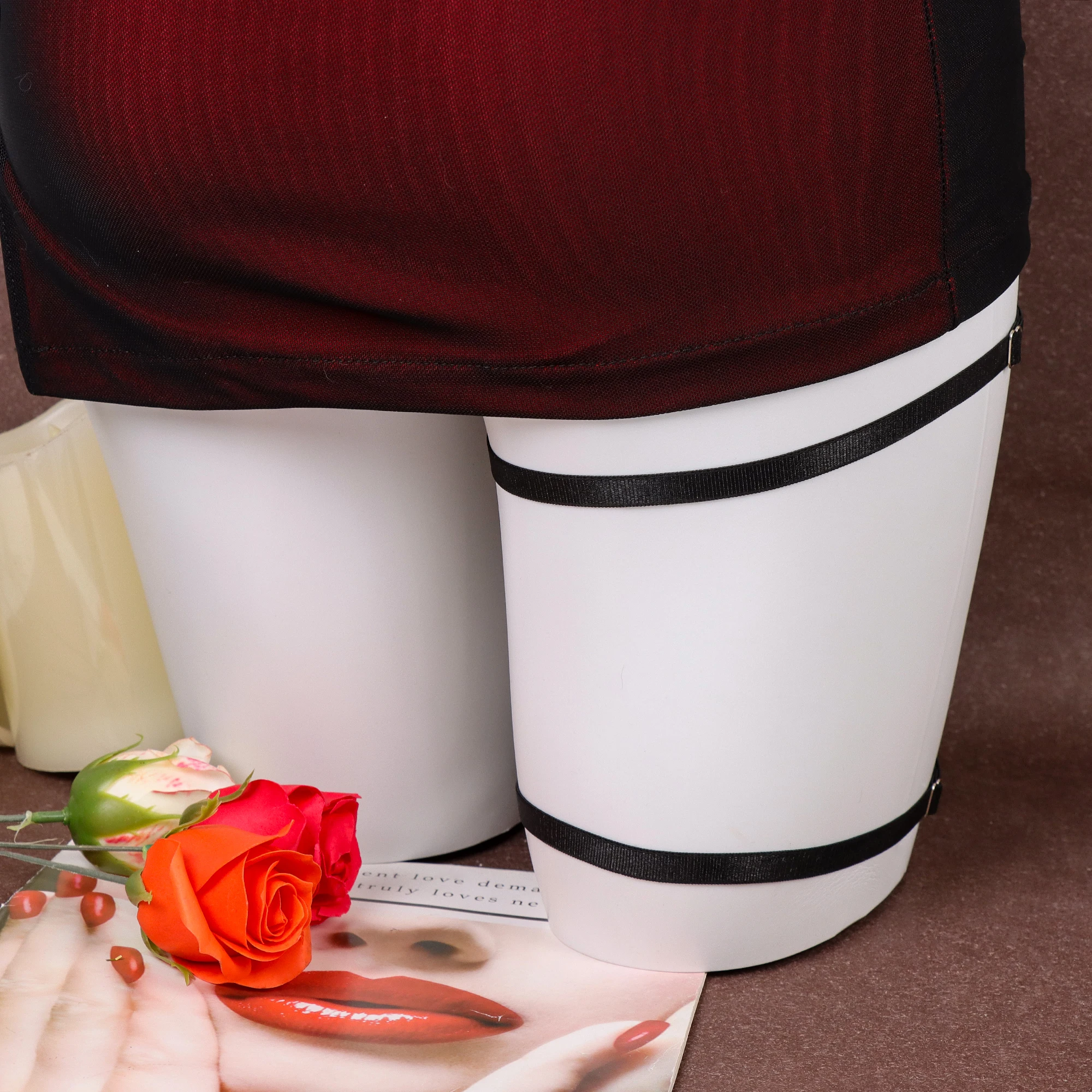 Rutschfester, elastischer Oberschenkel-Strumpfgürtel mit Herz-Passform für Partys, Hochzeiten, Dessous und Alltag