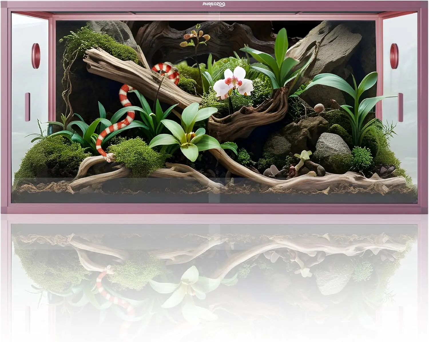 

120-галлонный складной террариум для рептилий с передними раздвижными дверцами из закаленного стекла, алюминиевая рама, простая сборка, подходит для бородатых агам и змей.