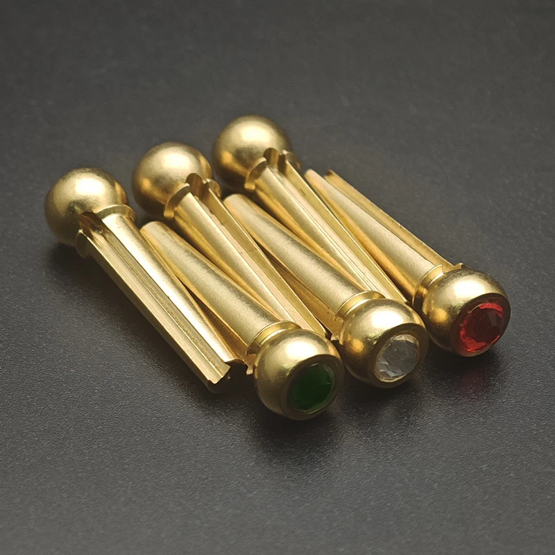 6 pçs/set colorido guitarra acústica ponte pino diamante estilo corda pinos unhas seis cores ouro