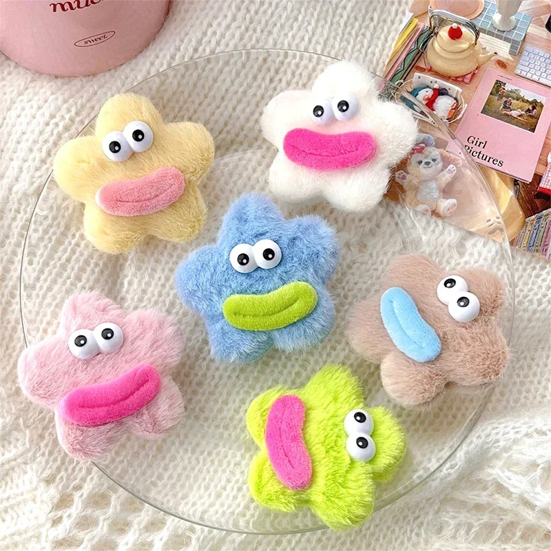 1/5pcs Sausage Mouth Hair Clip Autumn Winter Women Girl Cute Plush Star Hair Clip Cartoon Daily Party Hairpins Funny Accessory