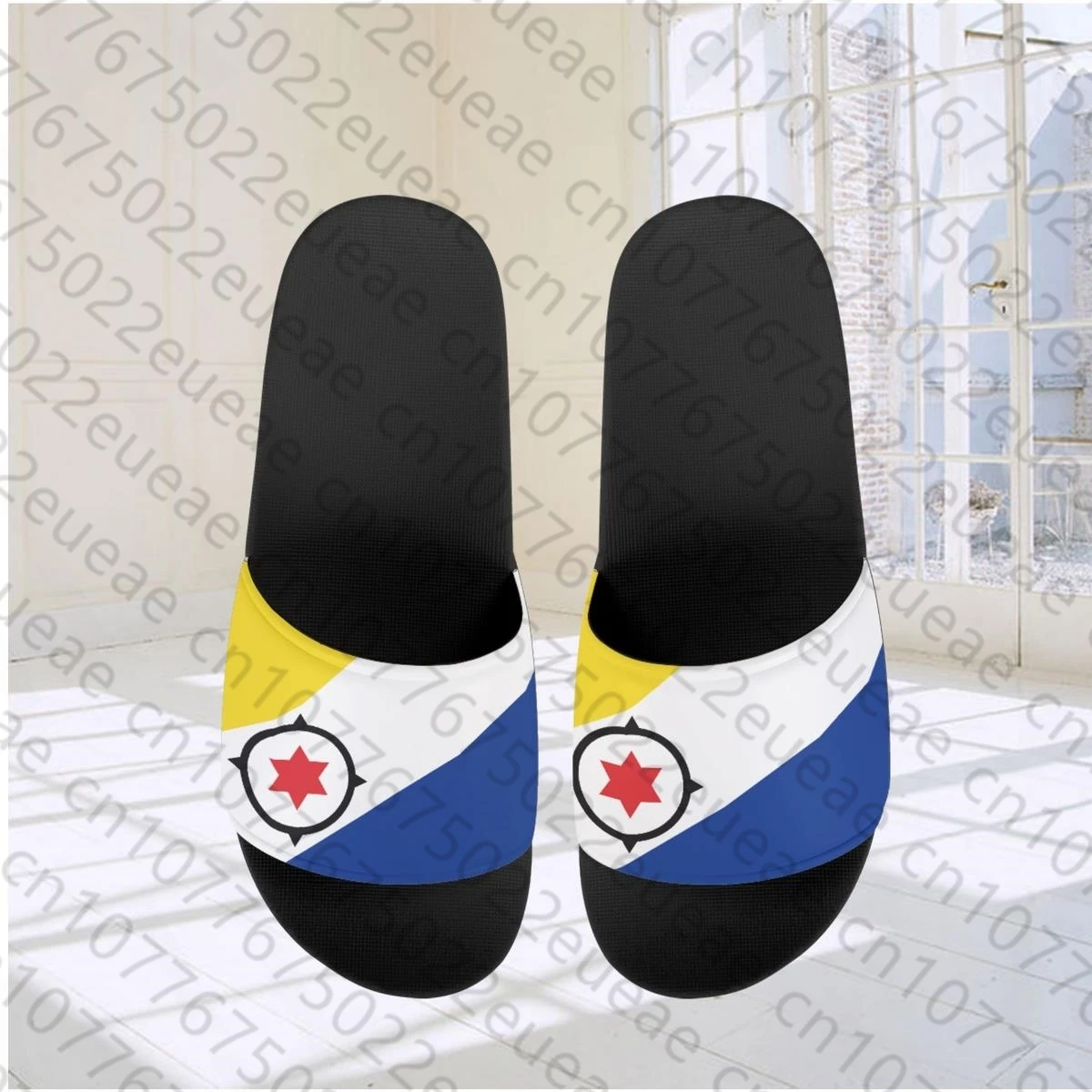 Bonaire Flag Design Unisex Bathing Slippers Summer Comfortable Beach Outdoor Slip On Sandals Breathable Non-slip Home Slippers