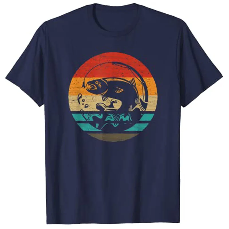 Fishing Retro Style Vintage T-Shirt Men Clothing Fisherman Tee Tops Outdoor Clothes Y2k Fishermen Outdoor Clothes Summer Fashion