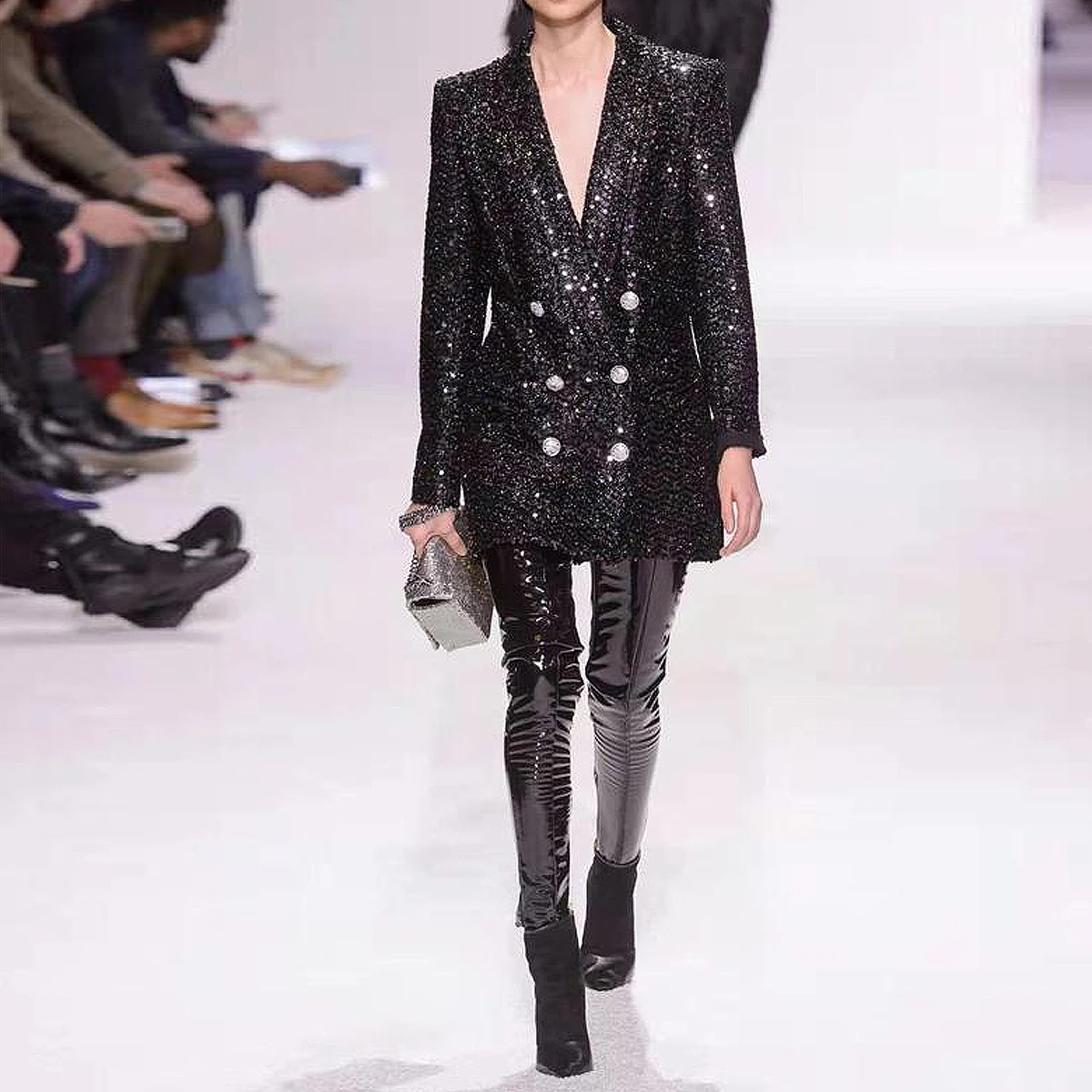 

Весенне-осенний новый пригородный тяжелый промышленный блестящий модный костюм для похудения, высококачественный костюм с воротником, женский костюм, пальто