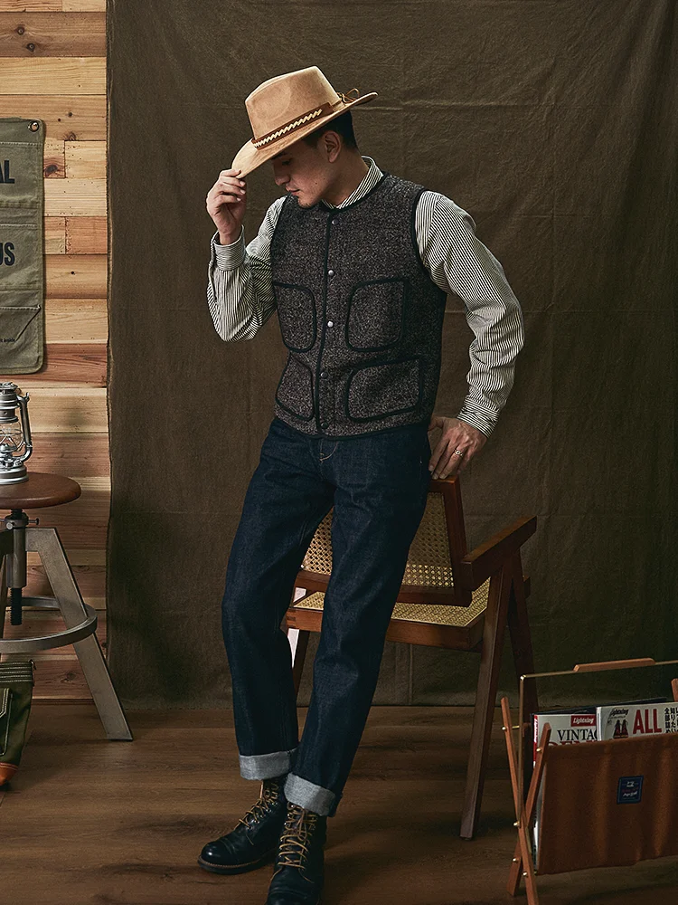 

Джинсовые комбинезоны в американскую полоску в стиле ретро, свободная прямая рабочая одежда, длинные брюки для мужчин, винтажные японские хлопковые джинсы