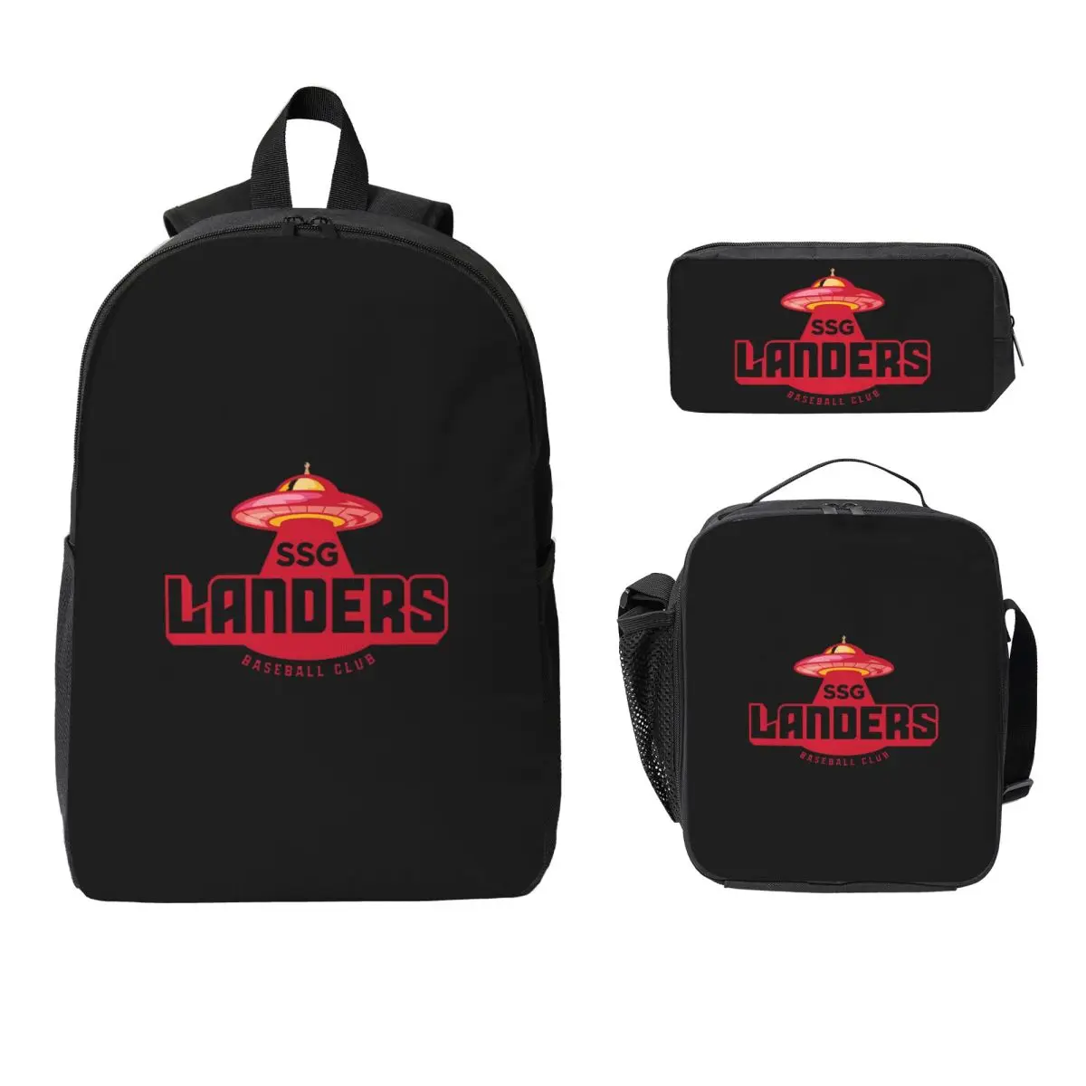 

SSG LANDERS Backpack Student Boys Girls BookBag School Bag Computer Shoulder Bags 3ps Insulated Lunch Bag Pencil Case