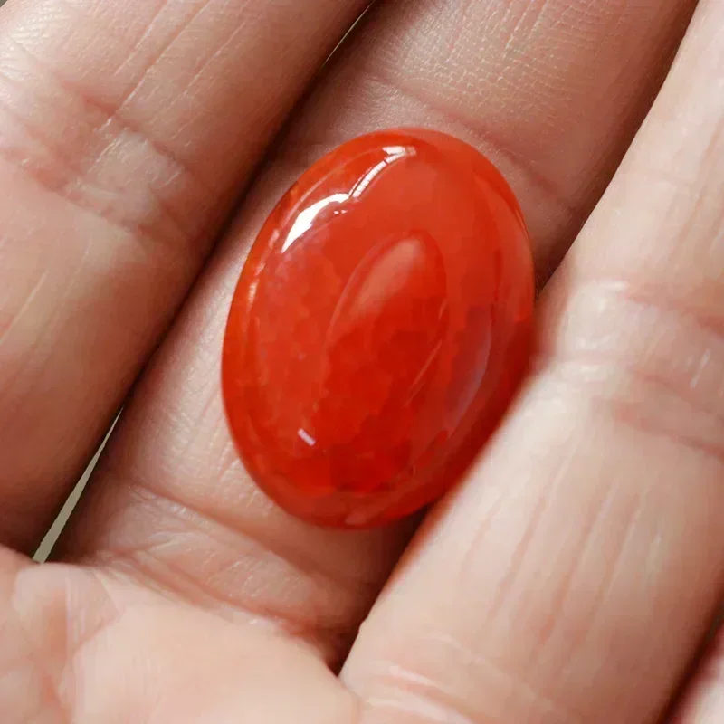 FLTMRH 18mmx25mm Oval Red Agates Beads Cabochon Flatback Dome Undrilled Natural Stone Beads For DIY Pandandt Earring Ring Jewelr