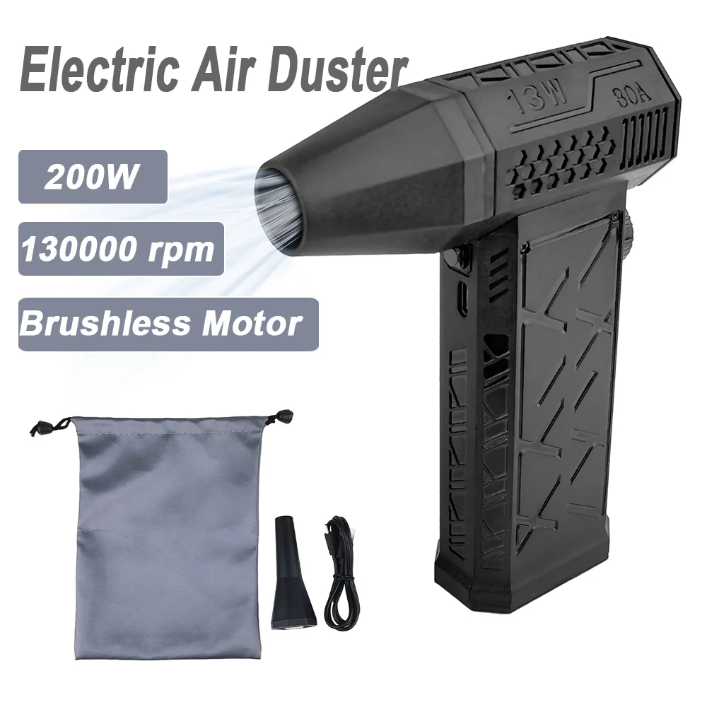 

Электрический пылесос 130000 об/мин, пылесос со сжатым воздухом, магнитная всасывающая насадка, регулируемая скорость, турбовентилятор, 2x4000 мАч, струйный сухой вентилятор