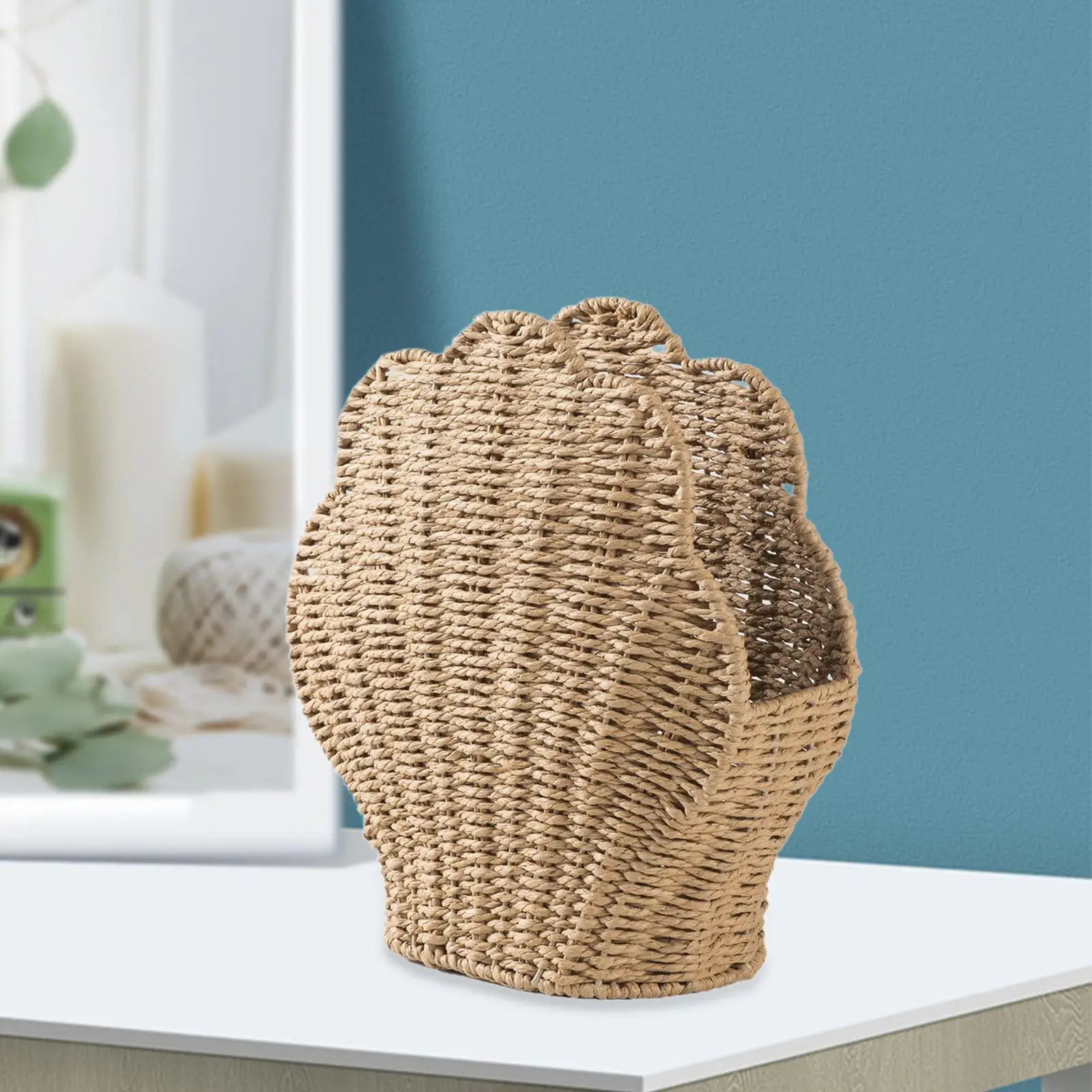 Woven Storage Basket Shell Shape Multipurpose Decorative Container for Farmhouse Living Room Pantry Bathroom Kithchen Tool