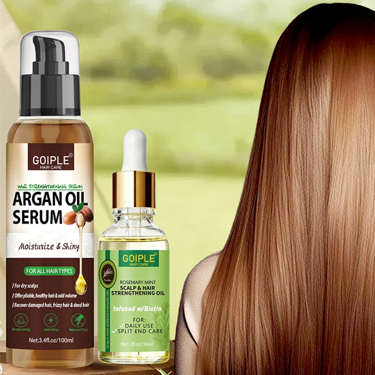 

GOIPLE 100ml Argan Oil Serum Damaged Hair Moisturizing Shiny Nourishing Essence,30ml Rosemary & Mint Promote Healthy Root Growth