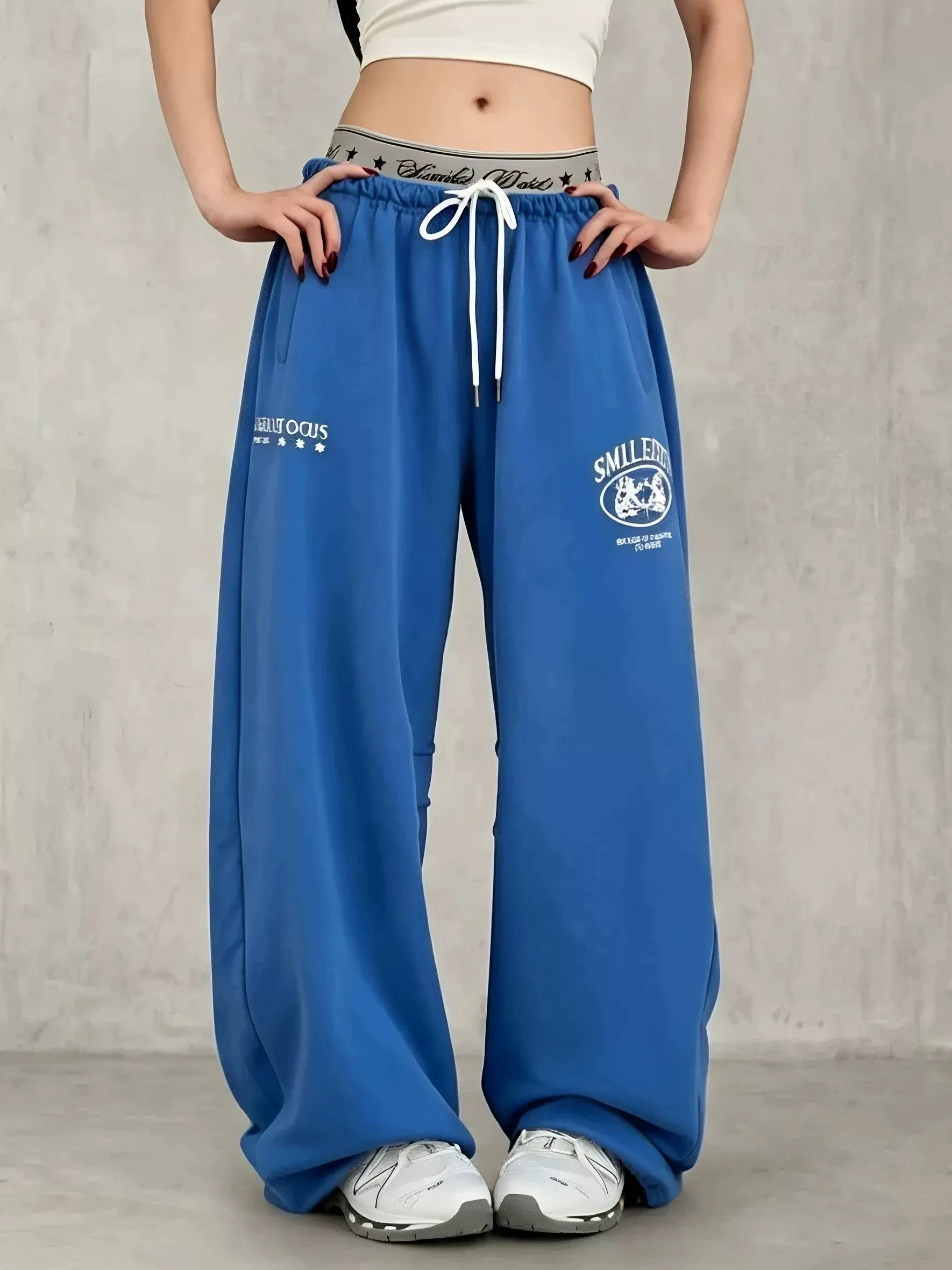 American Street Style Loose Fit Slimming High Waist Sweatpants Casual Jazz Dancing Wide Leg Pants Comfortable Breathable