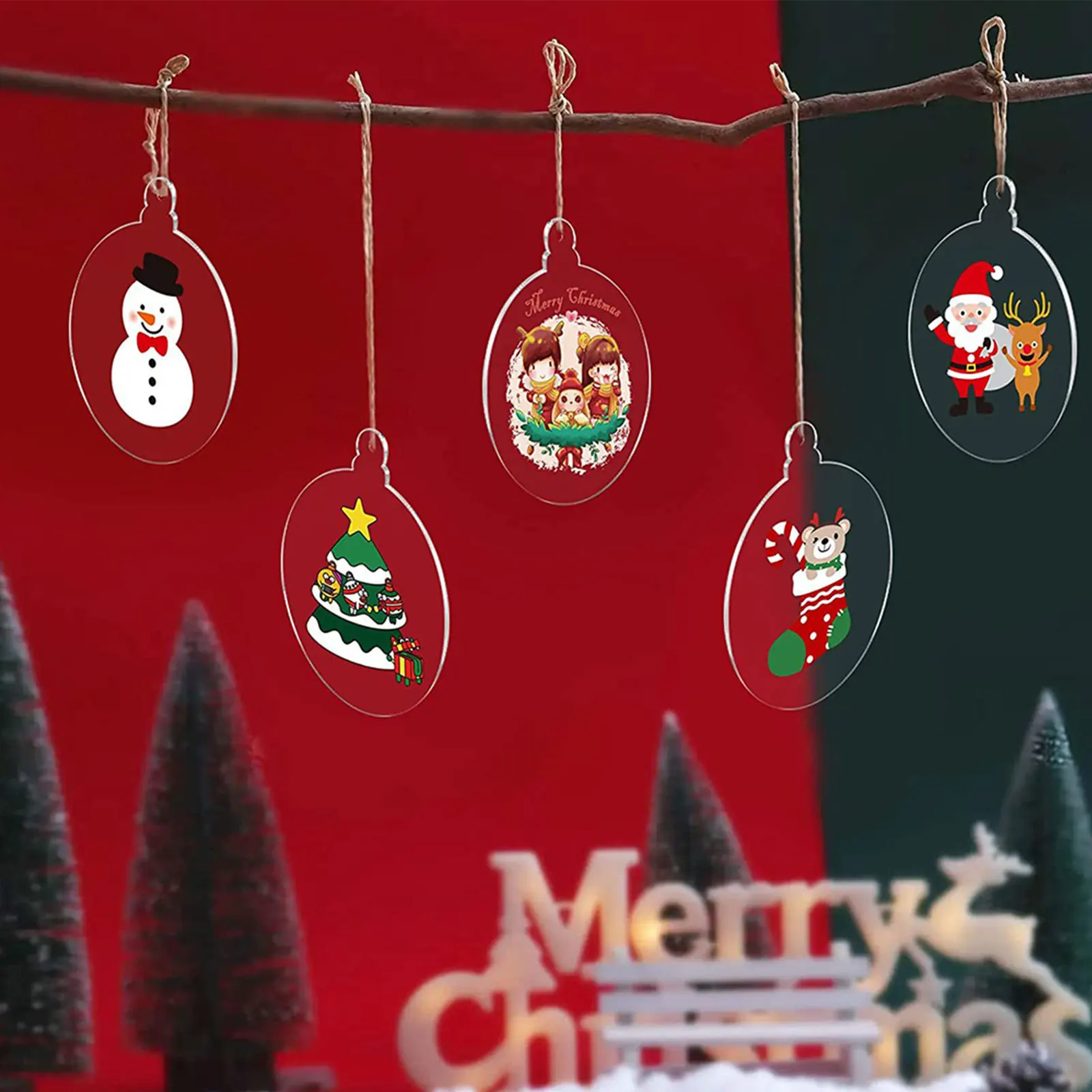 

20Pcs Xmas Tree Ornaments Acrylic Hanging Pendants for Christmas Decorations DIY Craft Wall Window Mantel Shelf Holiday Party