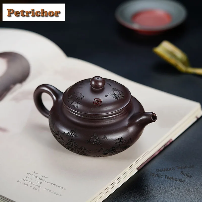 340ml Yixing Purple Clay Teapots Handmade Antique Pot Raw Ore Purple Mud Tea Brewing Kettle Chinese Zisha Tea Set Gifts Supplies