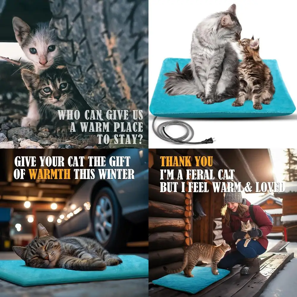 وسادة تدفئة كهربائية مقاومة للماء للحيوانات الأليفة الخارجية - بطانية دافئة آمنة للقطط والكلاب، مثالية لفصل الشتاء 28 × 16