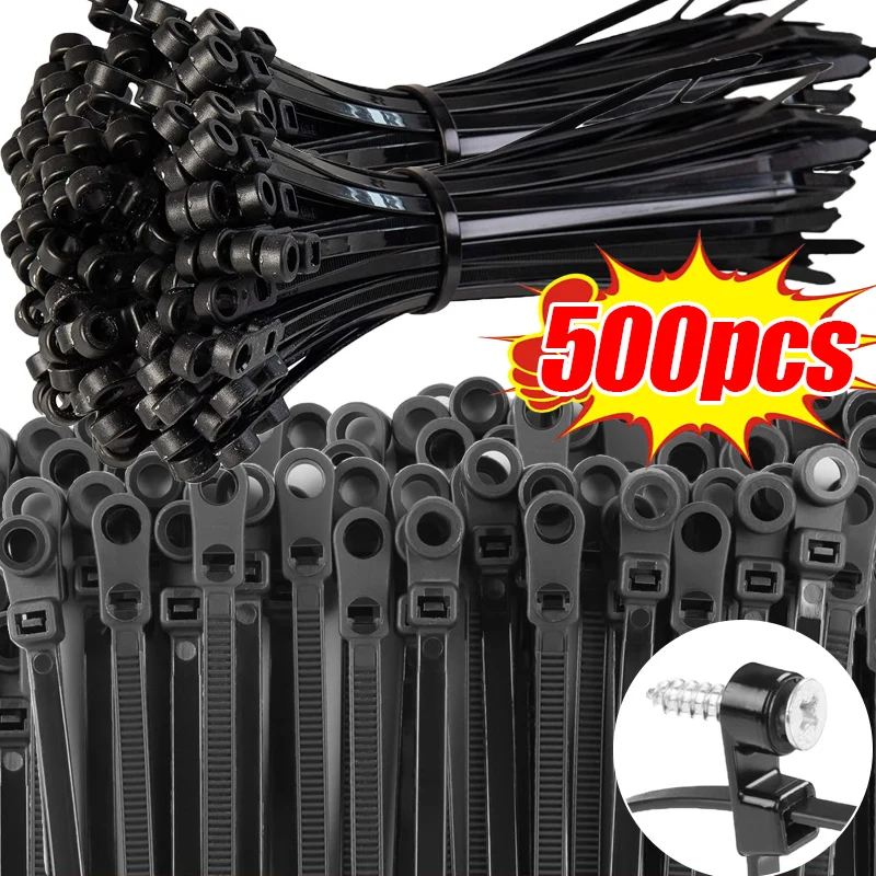 

Self-locking Cord Ties Straps with Screw Hole Reusable Cable Ties Fastening Loop Heavy Duty Cord Zip Tie Home Office Organizer