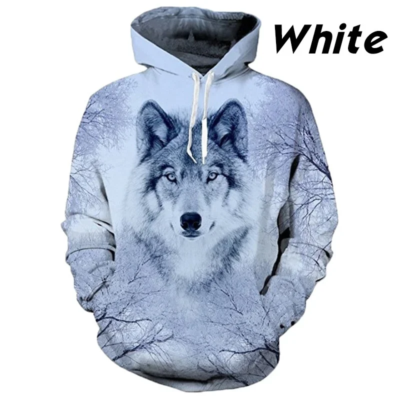 

European and American Hot-sale 3D Printed Wolf Hoodie Fashion Long-sleeved Cool Pullover Personality Animal Hoodie Sweatshirt