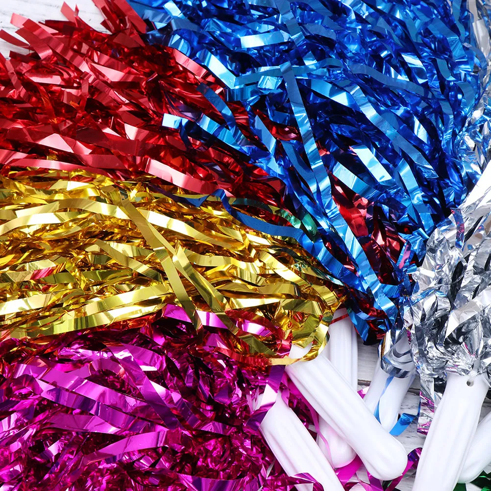 10Pcs Plastic Pom Balls for Cheerleaders Combo Glossy Surface Smooth Ring Handle Ideal for Football Baseball
