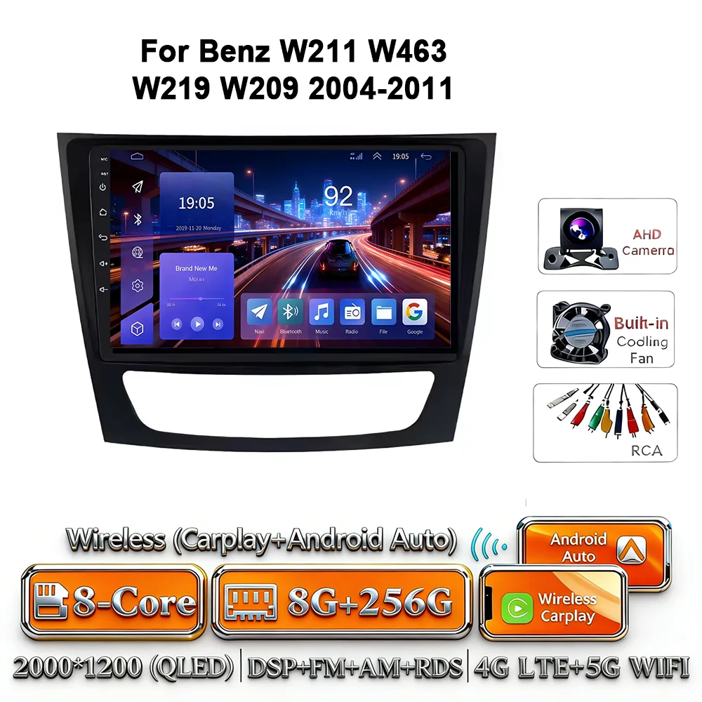 Android 17 autoradio 4G WIFI Carplay voor Mercedes Benz W211 E300 2002-2010 2din DVD GPS Multimedia Bluetooth touchscreen navigatie