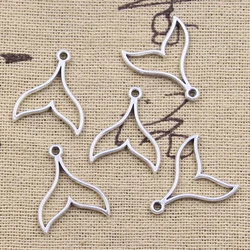 50pcs Charms Hollow Whale Tail 20x17mm Antique Silver Color Pendants DIY Crafts Making Findings Handmade Tibetan Jewelry