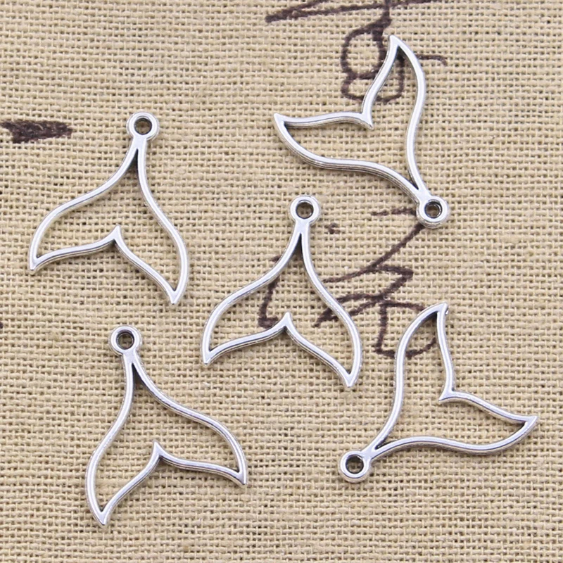 50pcs Charms Hollow Whale Tail 20x17mm Antique Silver Color Pendants DIY Crafts Making Findings Handmade Tibetan Jewelry