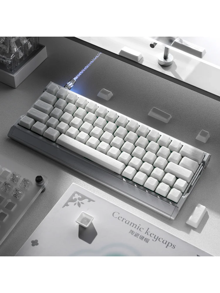 XVX Białe, w pełni ceramiczne nakładki na klawisze z gładką powierzchnią, profil Cherry, do klawiatur mechanicznych, 120 klawiszy — zdjęcie produktu 7