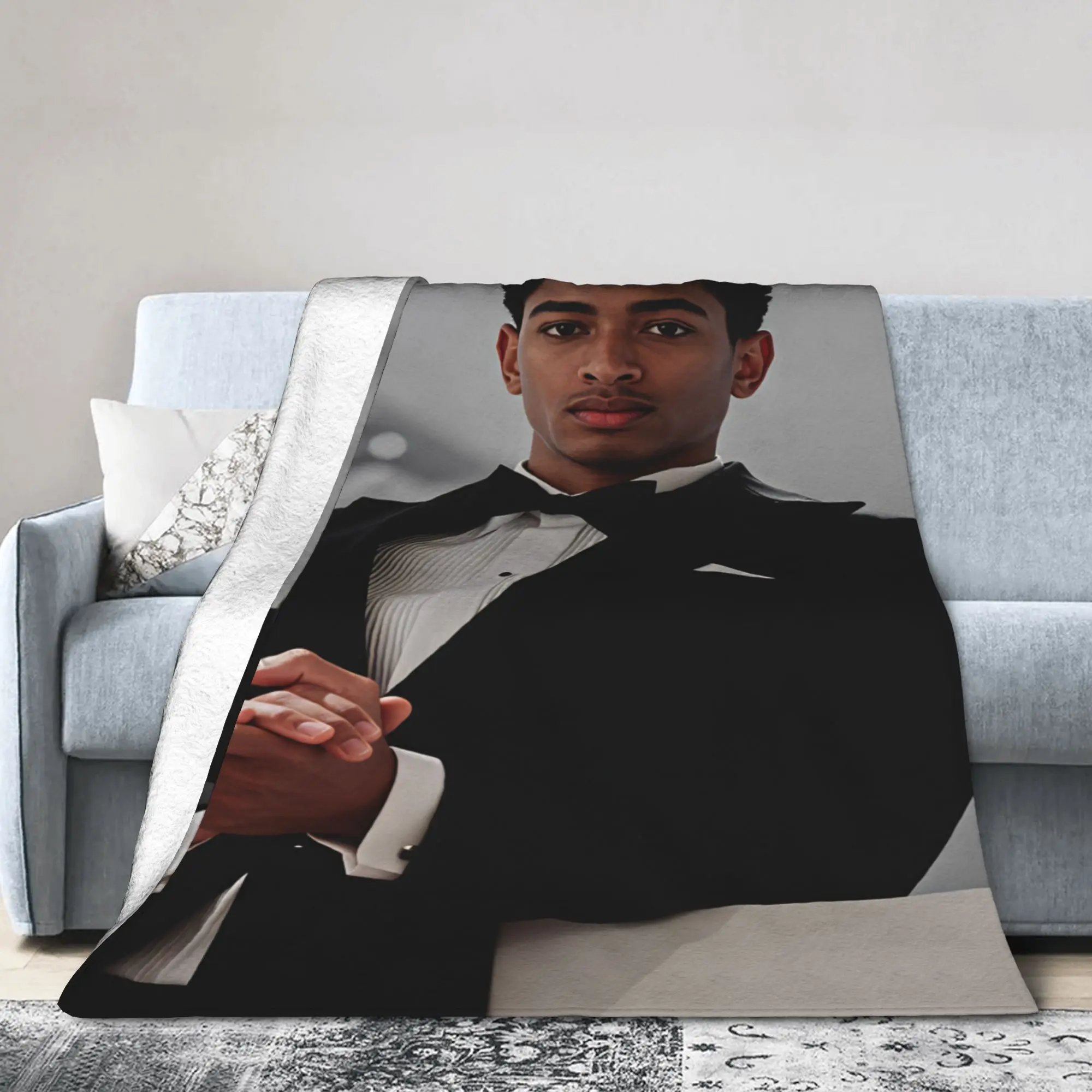 Warm Soft Blanket Jude Bellingham Formal Tuxedo Elegant Gentleman Portrait Throw Blanket  Flannel Bedspread For Sofa Bed Cover