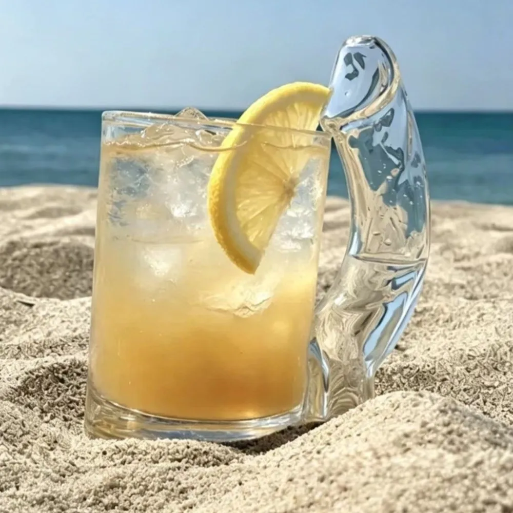 Cold Drinking Cup Transparent Funny D-Cup Shaped Glass Large Capacity with Handle Cocktail Glass Thicken Beer Cup Party