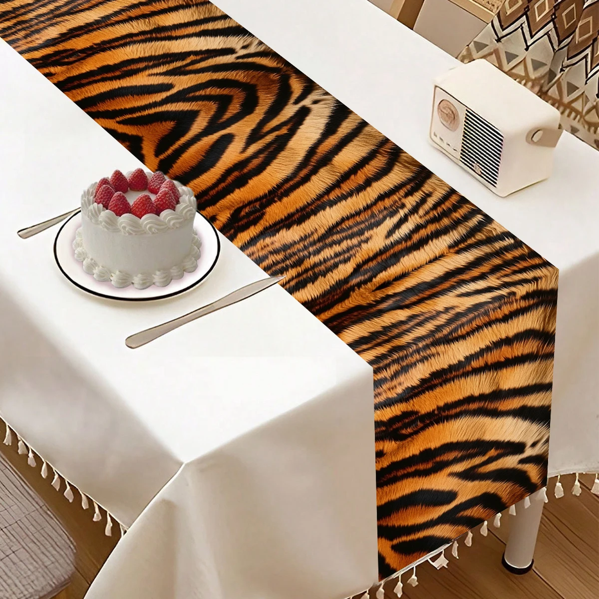 Animal Leopard Print Table Runner Cow Cheetah Table Cover Jungle Safari Wild One Birthday Party Supplies Kids 1st Party Decors