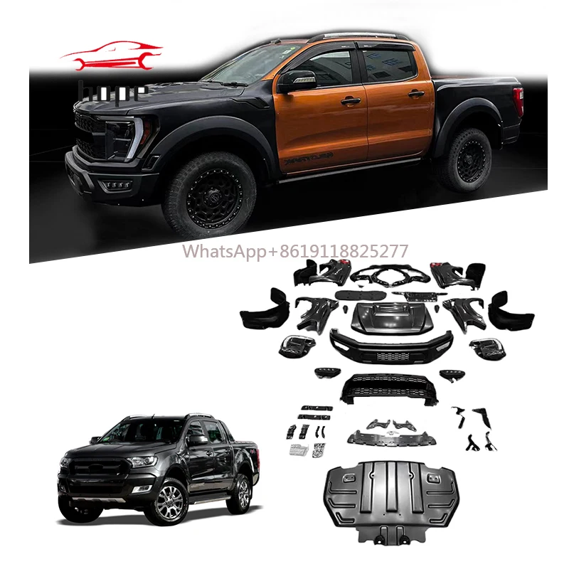 Upgraded Modification For Pickup truck Front Bumper Grill Fender Hood Headlamp Body kit For Ranger 2015-2016 To 2022 F150 Ratpor