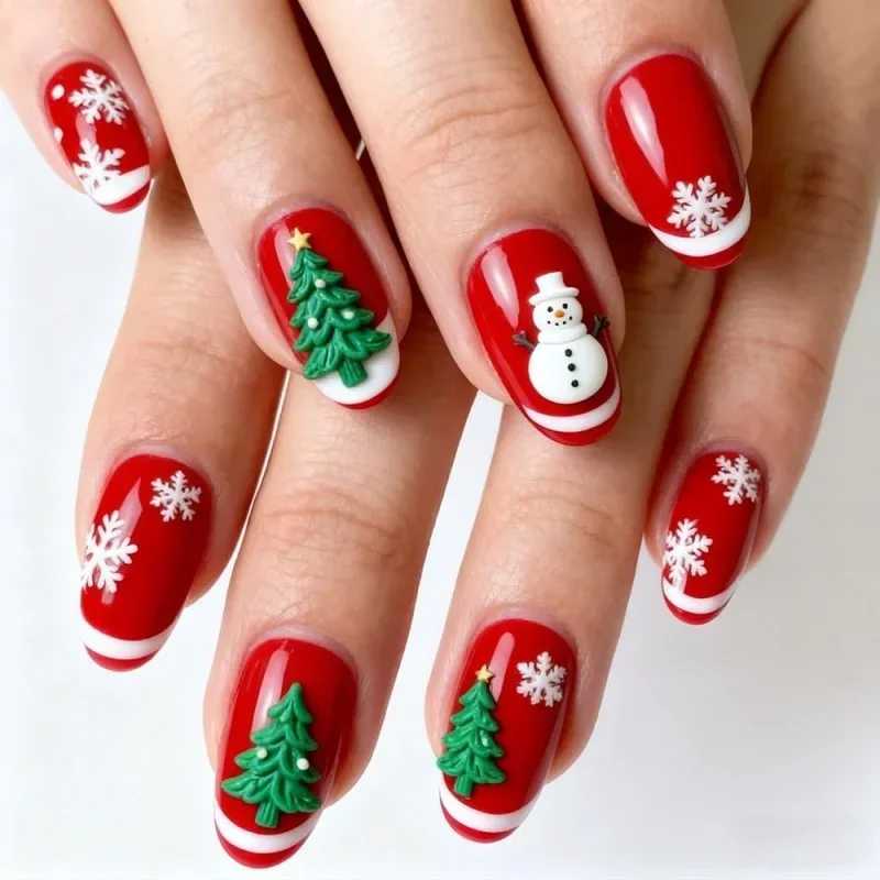 1pc Christmas tree snowflake gingerbread 3D Acrylic Nail Mold Hand Engraving Mold Nail Art Decorations Silicone Nail Art Mold