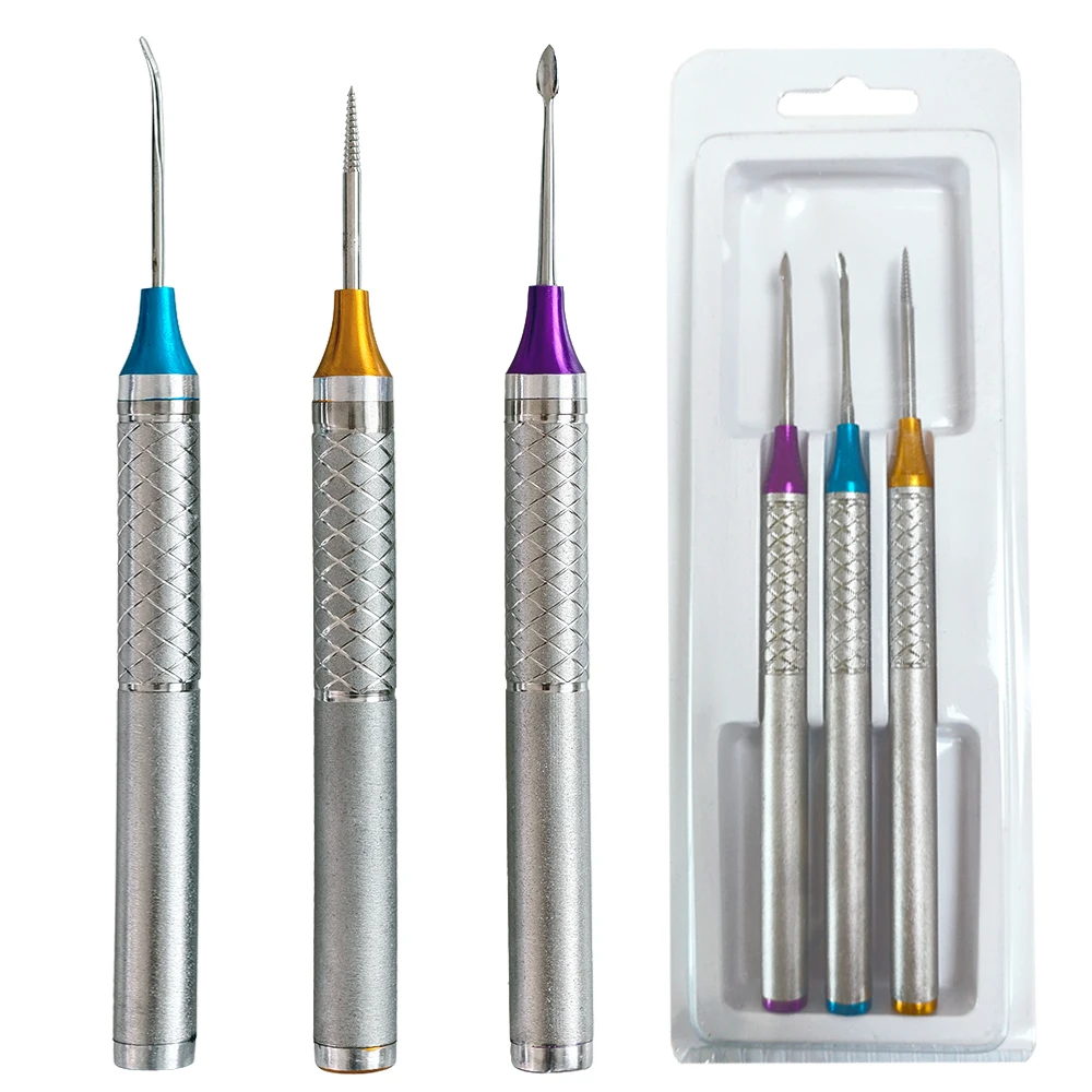 3 Pcs/set Stainless Steel Flexible Dental Periotome Extraction Kit for Broken Root and Apical Fragments Removal