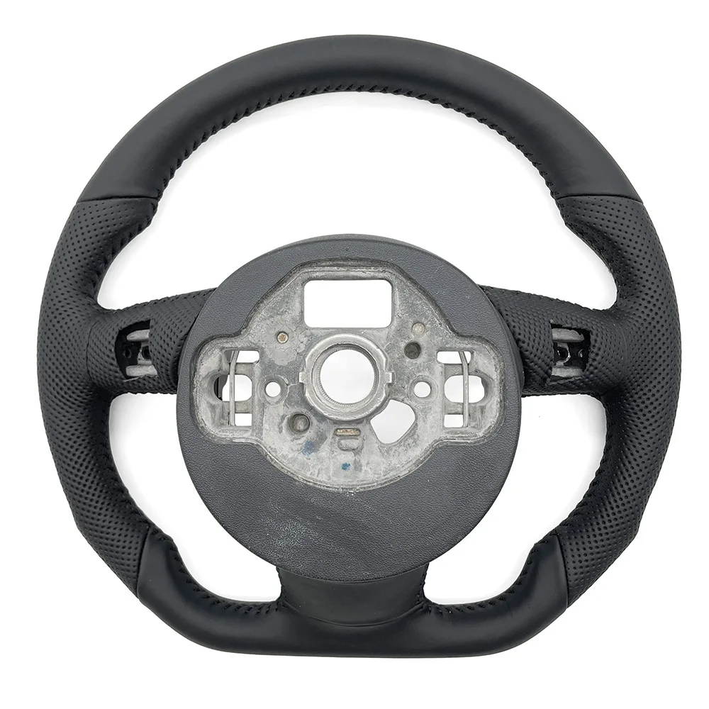 Geeignet für Audi S Standard A6C7, halb perforiertes Lenkrad mit schwarzer Linie, ohne Tasten, ohne Schaltwippen (ohne Airbag). – Detail 3