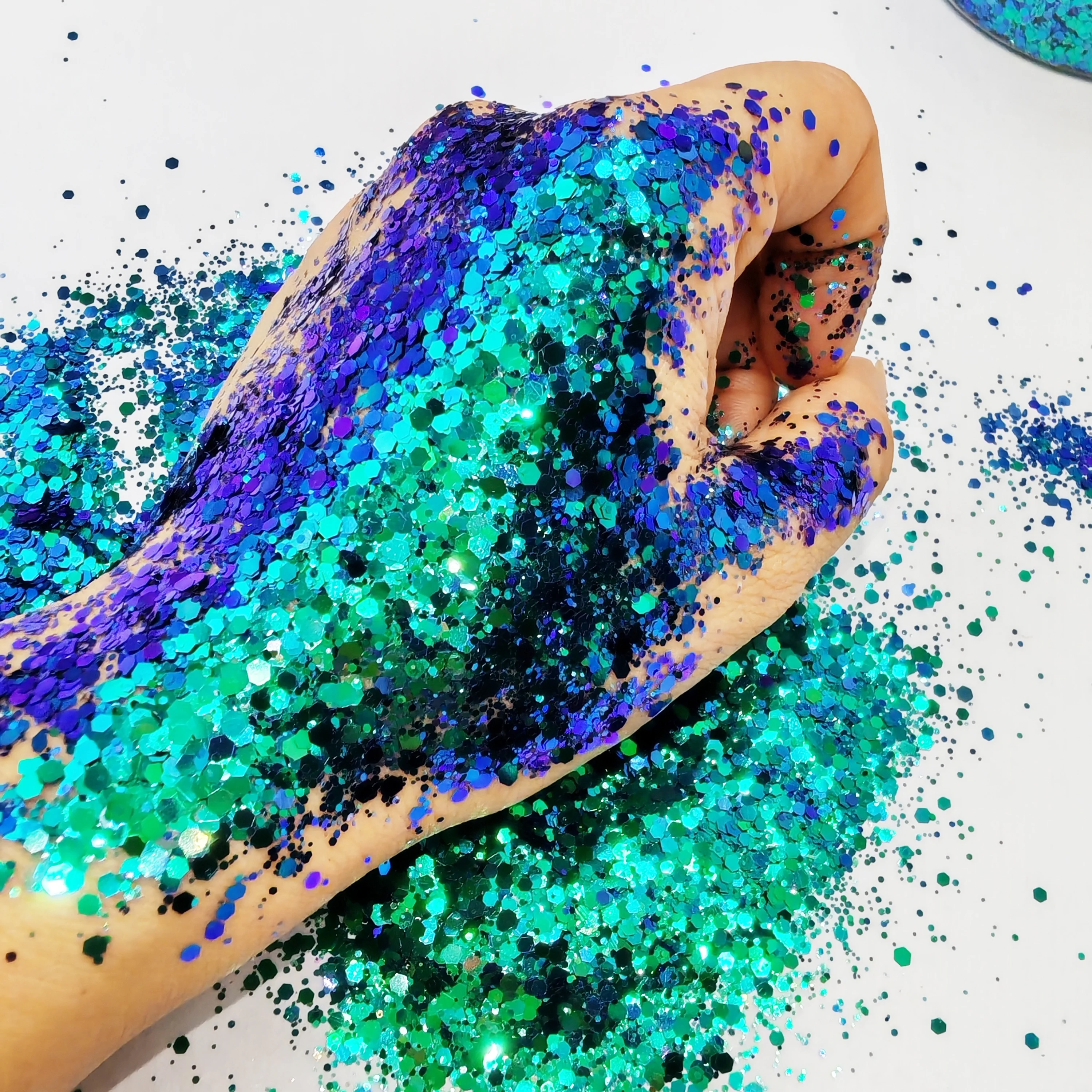 50Gram-Chameleon 20 Colors Change Chunky Hexagon Shift Glitter Mix Flake Shape Sequins for DIY Nail Art,Face,Body,Slime,Tumbler