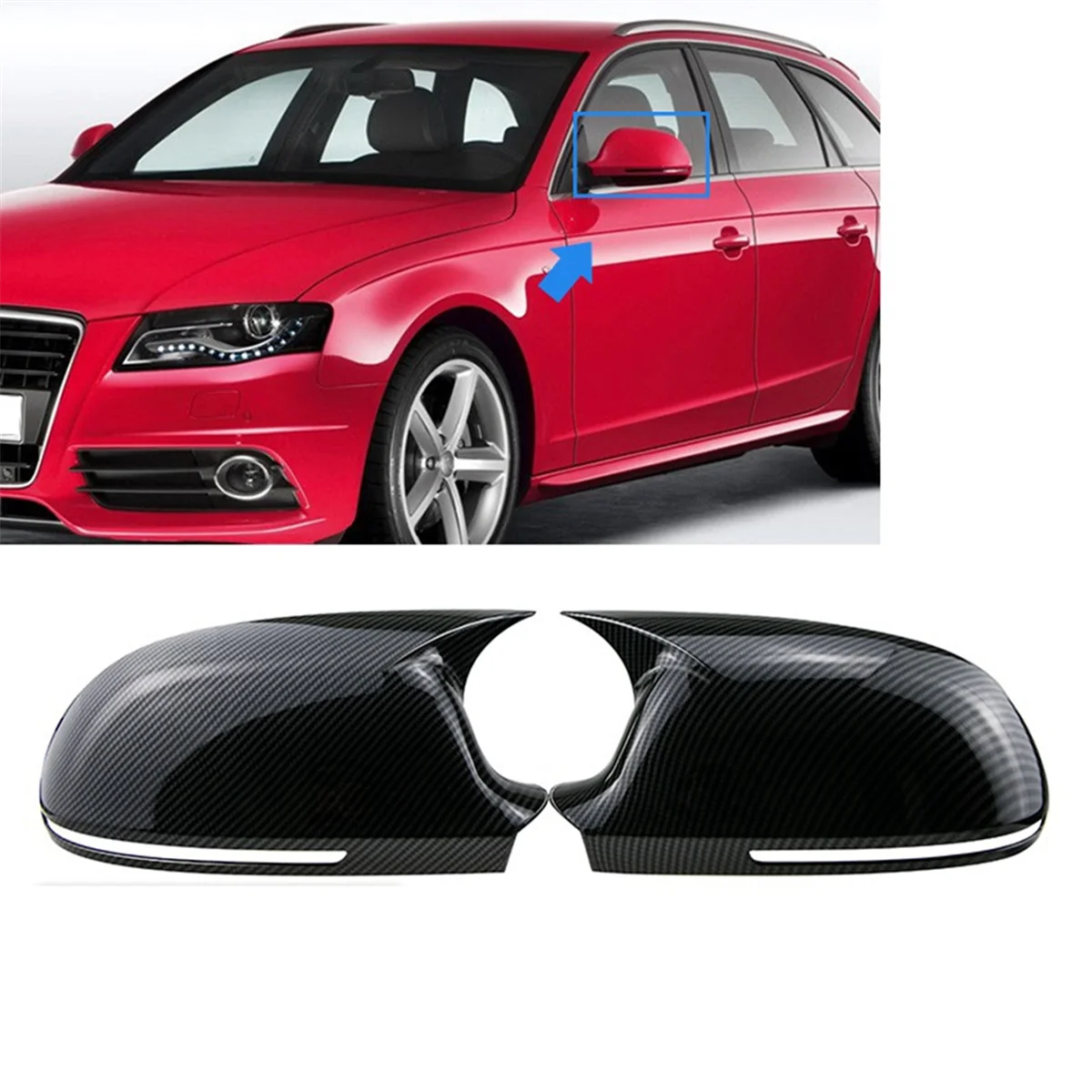 Auto strana dveře zrcadel zakrýt auto zpětný pohled zrcadlo čepice pro audi dálnice a4 dálnice a5 B8 A3 8P dálnice a6 c6(black)