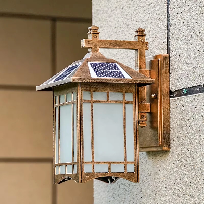

Outside Balcony Courtyard Solar LED Light Fixture Waterproof Community Corridor Wall Lamp Retro Outdoor Community led Wall Light