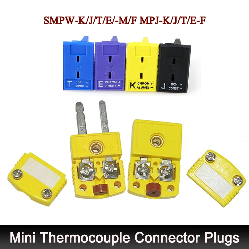 SMPW-K/J/T/E/-M/F MPJ-K/J/T/E-F Mini Thermocouple Connector Plug Male & Female Sockets Panel Compensation Cable Connectors