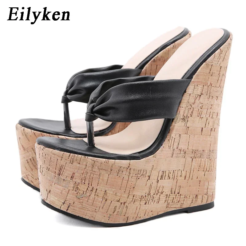 Eilyken New Design Clip Toe Wedges Platform Women Slippers Summer Sexy Super High Heels Mules Sandals Flip Flops Ladies Shoes