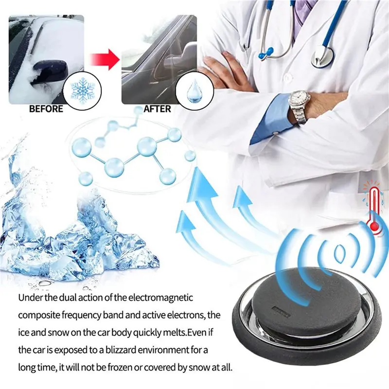 For car-2X Car Instrument Snow Removal Solar Powered Portable Defogging Electromagnetic Snow Removal Car Winter Accessory