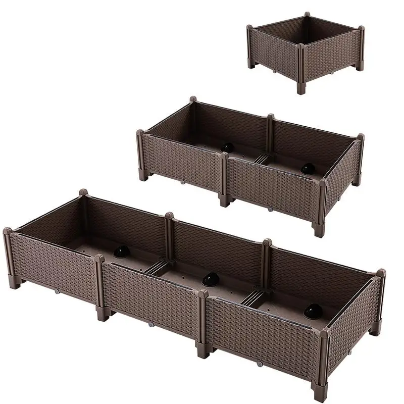 

Rattan Raised Garden Bed Self Watering Planters Box With Drainage Holes Design For Indoor Outdoor Balcony Yard Garden Supplies