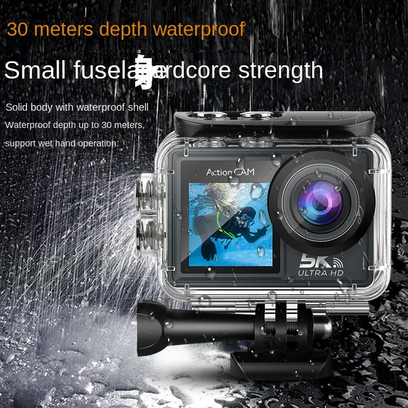 Cross-Border New Arrival 5K Sports Camera Portable Outdoor Waterproof Cycling Anti-Shake DV Sports Camera Helmet Recorder