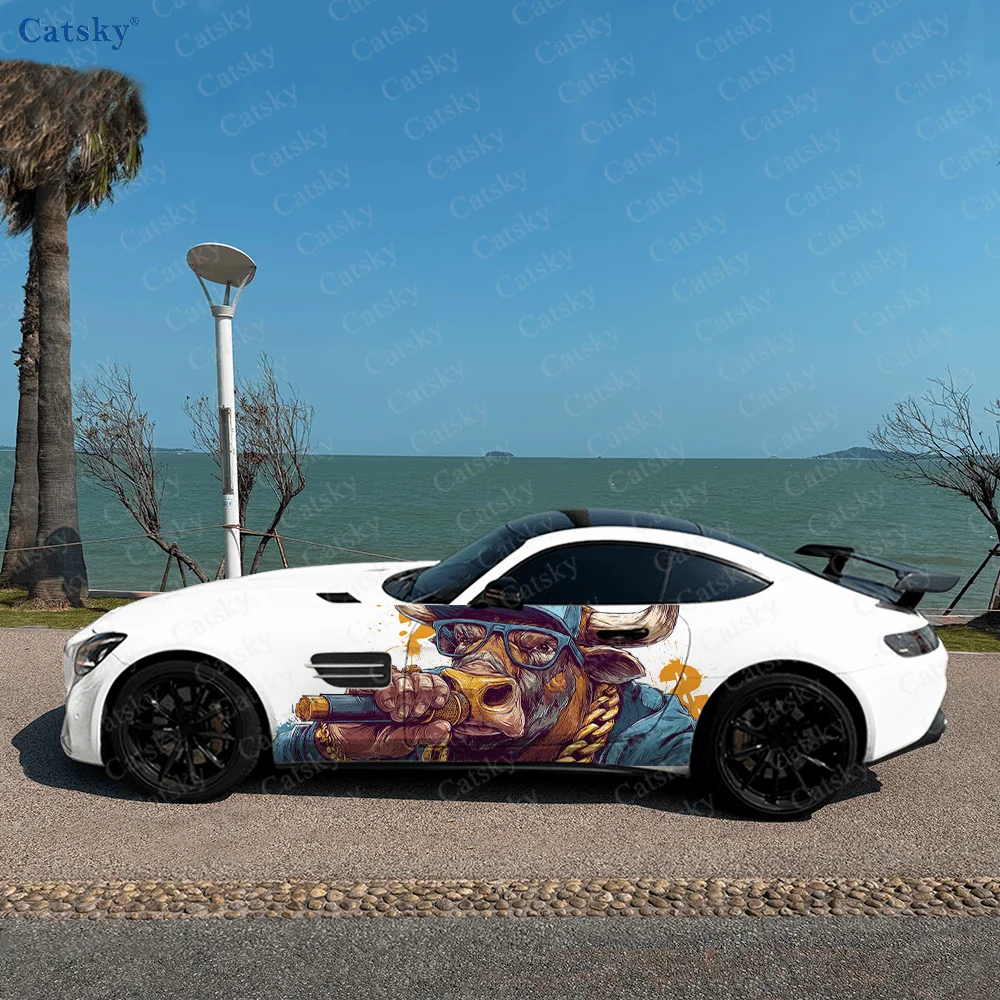 

Tauren Smoking Chain Car Vinyl Wraps Decal Self-adhesive PVC Sticker Suitable for Trucks SUV Decoration Auto Accessories Gift