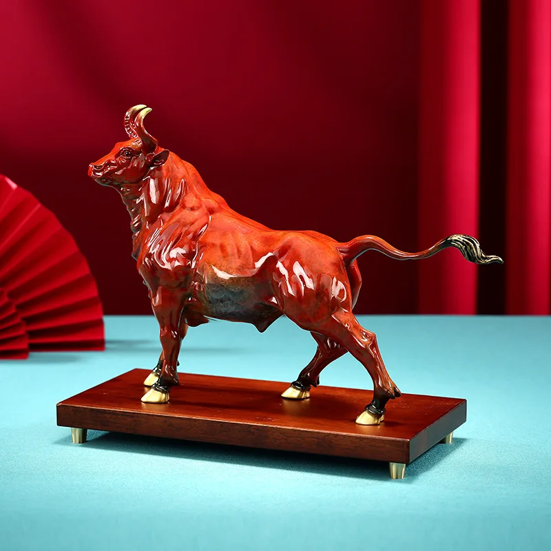 Color copper bull is like a rainbow ornament home office decoration copper bull handicrafts