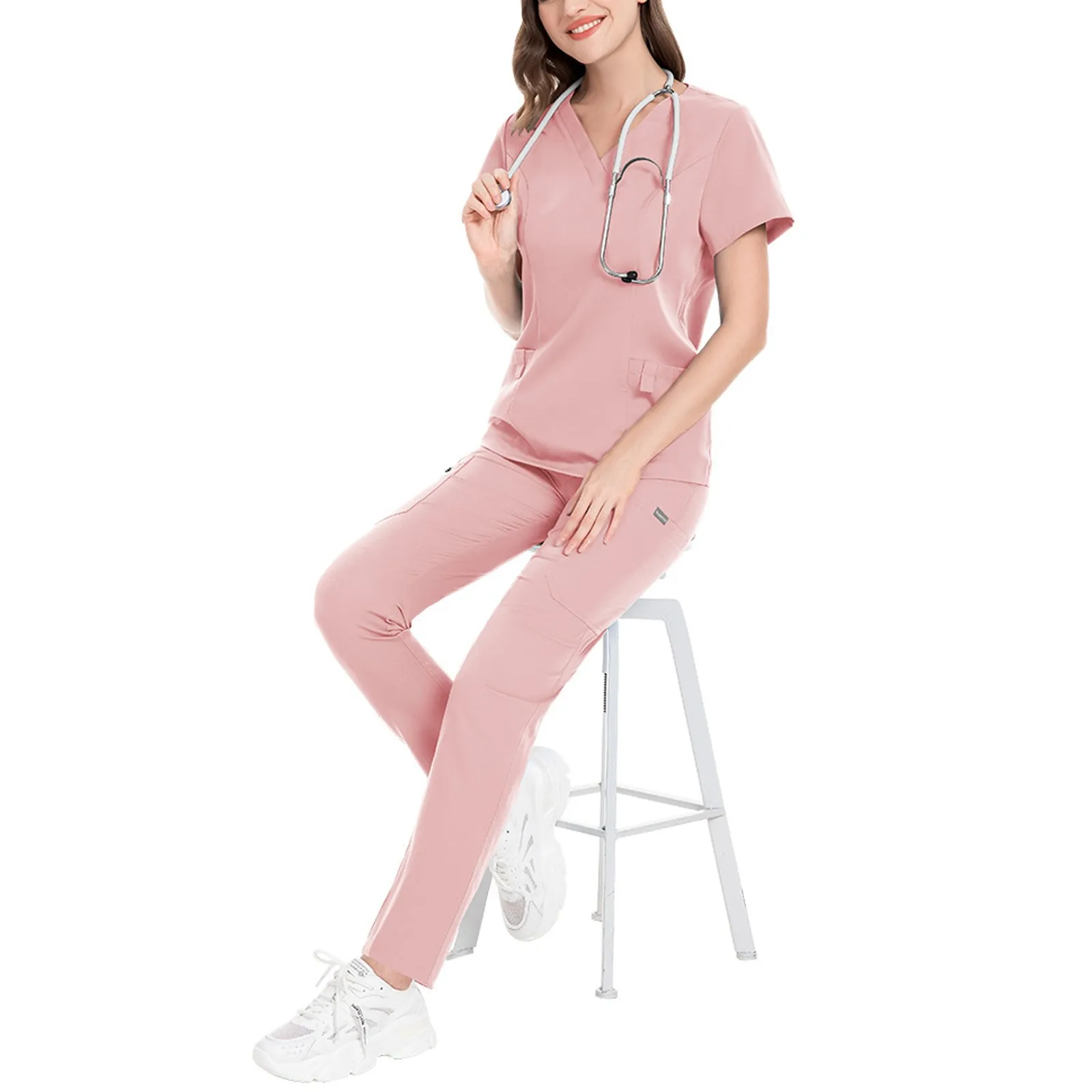 Operating Room Surgical Workwear Nurse Scrubs Sets Nursing Elastic Pants Spa Top Pants Works Scrubs Top+ Jogger Pants