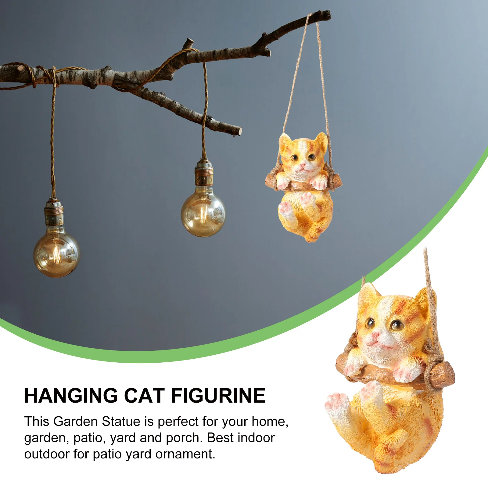 

Resin Swinging Cat Statue Handmade Hanging Garden Ornament Lovely Animal Swinging Decoration for Patio Yard Cat Ornament